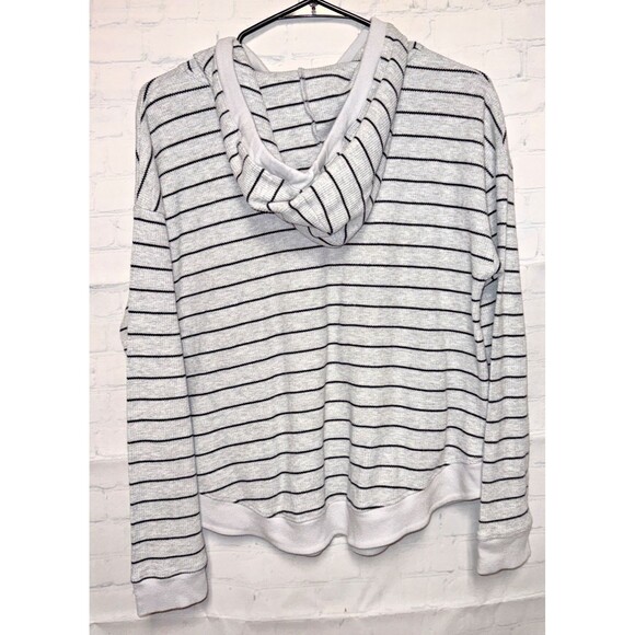 Koolaburra UGG Womens S Cozy Soft Thermal Henley Striped Hoodie Gray Y2K style - Picture 4 of 5
